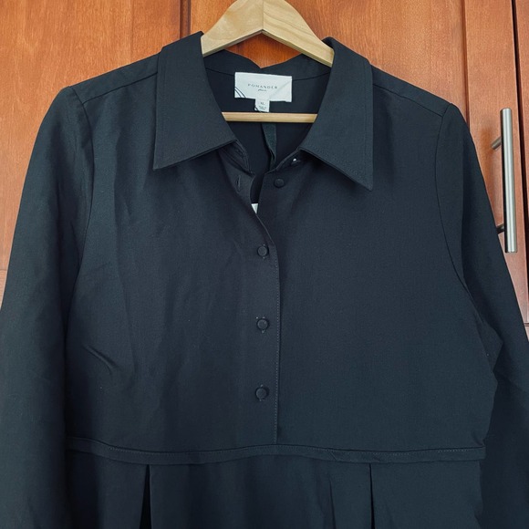 Pomander Place Black Annalise Dress Mini Long Sleeve Pleated Size XL NEW - Picture 4 of 11